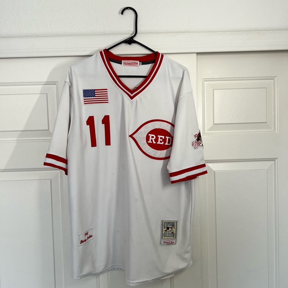 1990 M&N Barry Larkin Throwback Cincinnati Reds Jersey